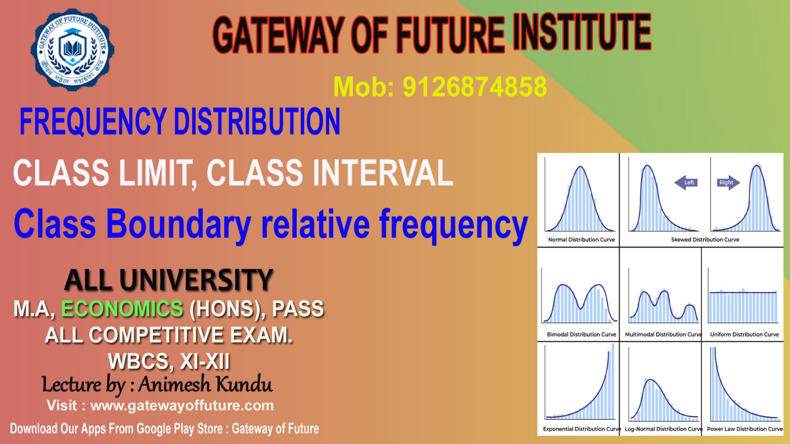 Types of Frequency Distribution, class limit, class boundary, relative frequency